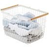 image:imageYamazaki Home Tosca Laundry Basket  Laundry Basket With Wooden Handles  Large 15  Steel  Wood  87 Gallons 33 Liters  Versatile wire laundry basket with comfortable wooden handles Open grid steel design allows maximum airflow Saves spaceMedium