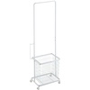 image:imageYamazaki Home Tosca Laundry Cart with Two Metal Bin Basket Hampers On Wheels 38  Steel  WoodSingle Item