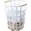 image:imageYamazaki Home Tosca Round Laundry Basket Saving 18  Steel  Wood  105 Gallon 40 Liters  Round wire laundry basket featuring a durable steel and wood construction Perfect for maximizing storage space Saves spaceWhite