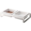 image:imageYamazaki Home Tower Steel and Ceramic Pet Food Stand  2 Bowls for Food and Water  Feeder for Small Cats and Dogs  NonSlip  Short  125 Cups 300 Milliliters Per BowlWhite