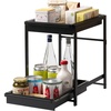 image:imageYamazaki Home UnderSink Rack TwoTier with PullOut Shelf Steel Black  Versatile undersink rack features a twotier organization system with sliding drawers Adds practical everyday storageBlack