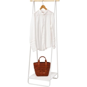 image:imageYAMAZAKI Home Freestanding Coat Hanger Clothes Rack with Shelf Steel One Size White  Freestanding coat hanger features a steel frame and bottom shelf Spacesaving vertical organization Easy to assembleWhite