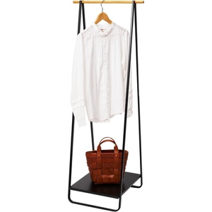 image:imageYAMAZAKI Home Freestanding Coat Hanger Clothes Rack with Shelf Steel One Size White  Freestanding coat hanger features a steel frame and bottom shelf Spacesaving vertical organization Easy to assembleBlack