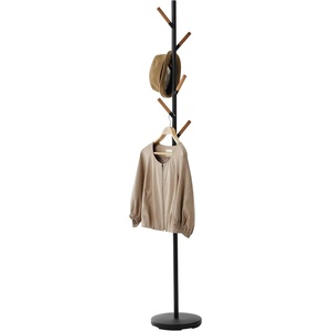 image:imageYAMAZAKI Home Freestanding Coat Rack Stand  Modern Coat Tree with Wooden Hooks Standing Coat Hanger for Entryway Sturdy Weighted Base Steel White Easy Assembly  Modern coat tree stand and standing coat hanger for entryways Durable steel construction Easy assembly Smart space saverBlack