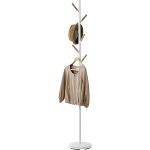 image:imageYAMAZAKI Home Freestanding Coat Rack Stand  Modern Coat Tree with Wooden Hooks Standing Coat Hanger for Entryway Sturdy Weighted Base Steel White Easy Assembly  Modern coat tree stand and standing coat hanger for entryways Durable steel construction Easy assembly Smart space saverWhite