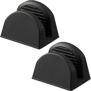 image:imageYAMAZAKI Home Magnetic Silicone Pot Holders Set of 2 Oven Heat Pads Black  Heatresistant silicone oven mitts and durable insulated hot pads Features integrated magnetic storage for easy accessBlack