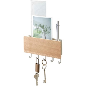 image:imageYAMAZAKI Home Rin Magnetic Wall Organizer  Key Hooks amp Tray for Storage  Steel  WoodAsh