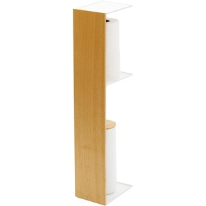 image:imageYAMAZAKI Home Rin Toilet Organizer  Slim Bathroom Storage Shelves  Steel  Wood Ash