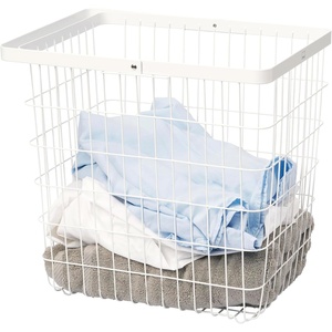 image:imageYAMAZAKI Home Tower Laundry Basket  Storage Hamper 15  Steel  875 Gallons 33 Liters  Open wire frame laundry basket promotes airflow to keep clothes fresh Built for everyday use Keeps essentials organizedWhite