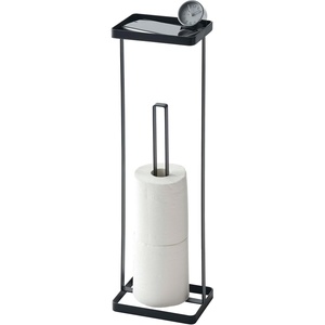 image:imageYAMAZAKI Home Tower Roll Paper Stand with Tray  Steel  Holds 3 Toilet Paper Rolls  Sturdy steel roll paper stand with an integrated top tray Built for daily use Designed for convenient home organizationBlack
