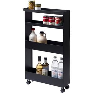 image:imageYAMAZAKI Home Tower Slim 4Tier Rolling Storage Cart  Mobile Organizer for Kitchen Or Bathroom 317  Steel Black