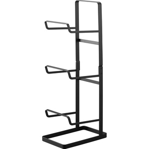 image:imageYAMAZAKI Home Tower Steel Storage Rack for Yoga Mats amp Foam Rollers  Includes Hooks for Fitness Accessories  SteelBlack
