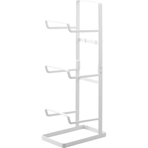 image:imageYAMAZAKI Home Tower Steel Storage Rack for Yoga Mats amp Foam Rollers  Includes Hooks for Fitness Accessories  SteelWhite