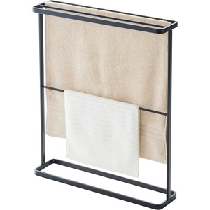 image:imageYamazaki Home Bath Towel Hanger  Bathroom Organizer Storage Holder Dry Rack Steel One Size WhiteBlack