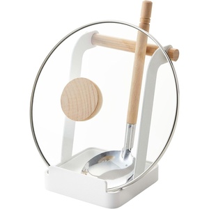 image:imageYamazaki Home Ladle amp Lid Rest  Kitchen Utensil Organizer Stand for Cooking Steel  Wood White  Useful kitchen utensil organizer stand holds lids and ladles while cooking Features durable steel and wood constructionWhite