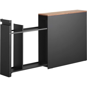 image:imageYamazaki Home PullOut Bathroom Storage Cabinet with Wood Top White  Slim spacesaving bathroom storage cabinet with a natural wood top Clever pullout design Holds 12 rolls of toilet paperBlack
