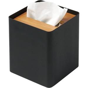 image:imageYamazaki Home Rin Reusable Tissue Box Cover Metal Holder Container Case with Natural Wooden Lid  Steel  Reusable tissue box cover metal holder container case with natural wood lid Designed for convenient home organizationWalnut