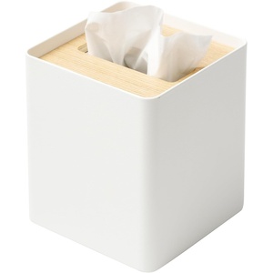 image:imageYamazaki Home Rin Reusable Tissue Box Cover Metal Holder Container Case with Natural Wooden Lid  Steel  Reusable tissue box cover metal holder container case with natural wood lid Designed for convenient home organizationAsh