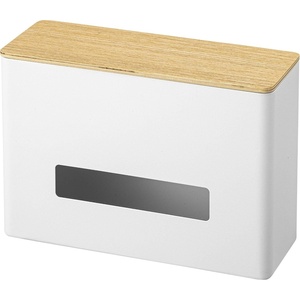 image:imageYamazaki Home Rin Tissue Paper Case with Removable Wooden Lid  Tissue Or Toilet Paper Or Paper Towel Rectangular Storage Holder for Kitchen Bathroom Or Bedroom  Polystone Natural