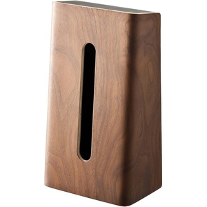 image:imageYamazaki Home Rin Tissue Paper Case with Removable Wooden Lid  Tissue Or Toilet Paper Or Paper Towel Rectangular Storage Holder for Kitchen Bathroom Or Bedroom  Polystone Braun
