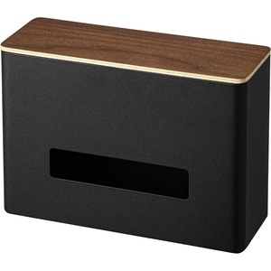 image:imageYamazaki Home Rin Tissue Paper Case with Removable Wooden Lid  Tissue Or Toilet Paper Or Paper Towel Rectangular Storage Holder for Kitchen Bathroom Or Bedroom  Polystone Brown French Toast 191012tcx