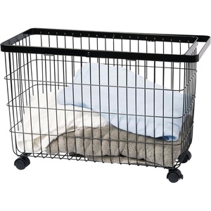 image:imageYamazaki Home Rolling Laundry Basket Short Wheeled Hamper Steel White  Small metal laundry hamper cart features smoothrolling wheels and a convenient builtin handle Suits modern home storageBlack