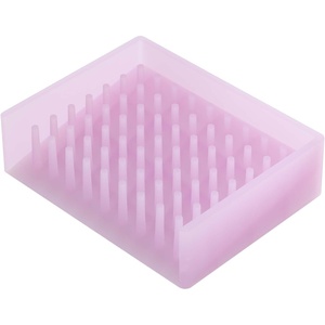 image:imageYamazaki Home Self Draining Soap Tray  Floating Holder Dish for Sink Silicone No Assembly Req  Selfdraining soap tray with a slanted base that directs excess water back into the sink Adds practical everyday storagePink