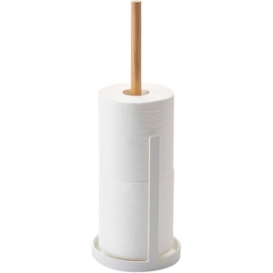 image:imageYamazaki Home Toilet Paper Stocker Holds 3 Toilet Paper Rolls No Assembly Req White One Size  Elegant steel and wood toilet paper stand Compact bathroom organizer storage holder holds 3 rolls Built for everyday useWhite