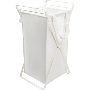 image:imageYamazaki Home Tower Laundry Hamper Clothes Basket With Cotton Liner  Small 252  Steel  Cotton  12 Gallons 45 LitersWhite