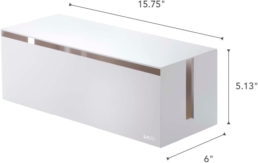 image:imageYamazaki Home Cable Management Box  Cord Organizer Box with Lid Minimalist Cable Storage for Office ABS Plastic  Sleek cable storage container for office spaces Removable lid prevents dust buildup Helps keep everyday tech organizedWhite