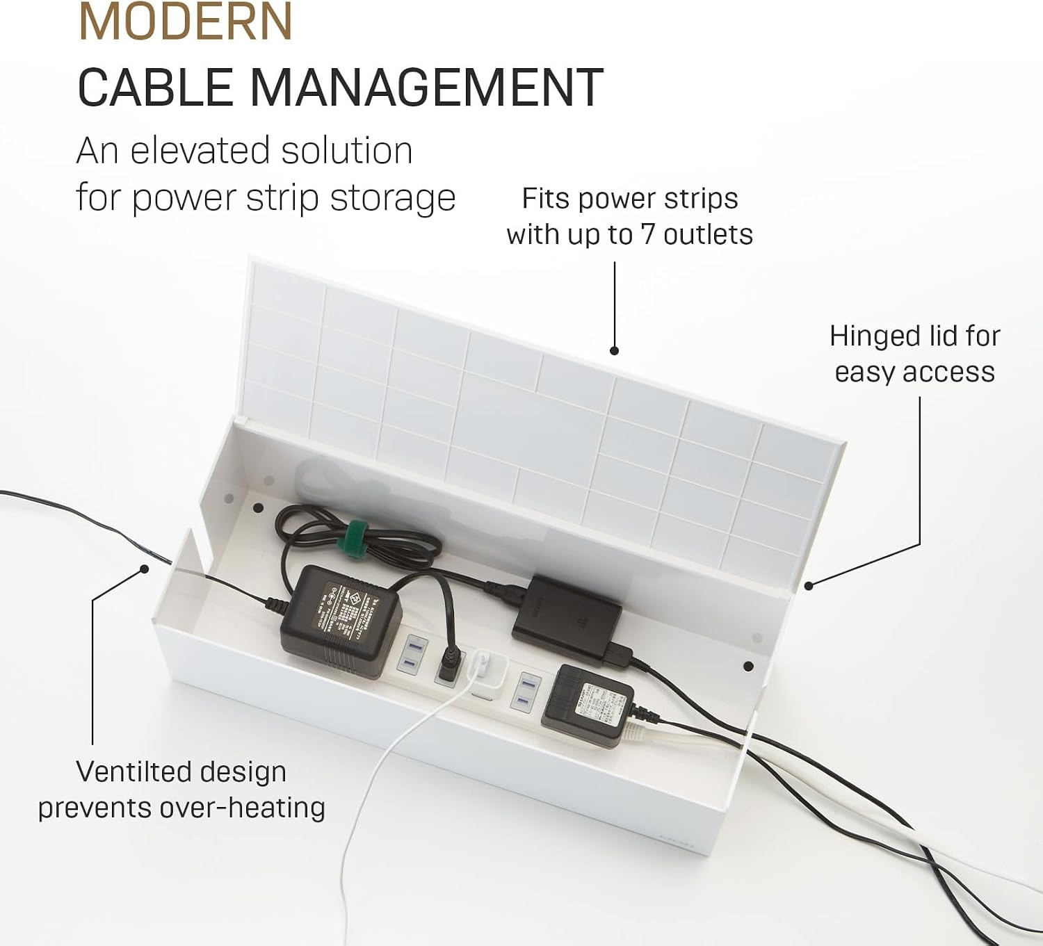 image:imageYamazaki Home Cable Management Box  Cord Organizer Box with Lid Minimalist Cable Storage for Office ABS Plastic  Sleek cable storage container for office spaces Removable lid prevents dust buildup Helps keep everyday tech organizedWhite