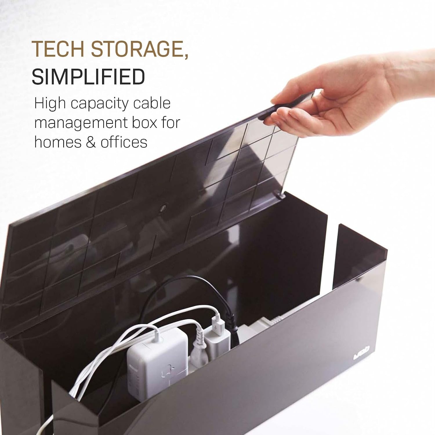 image:imageYamazaki Home Cable Management Box  Cord Organizer Box with Lid Minimalist Cable Storage for Office ABS Plastic  Sleek cable storage container for office spaces Removable lid prevents dust buildup Helps keep everyday tech organizedBrown