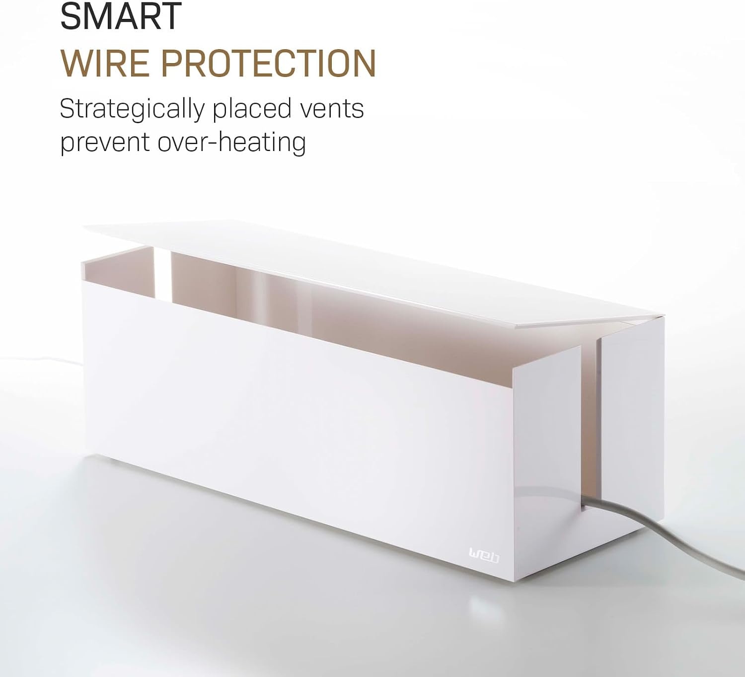 image:imageYamazaki Home Cable Management Box  Cord Organizer Box with Lid Minimalist Cable Storage for Office ABS Plastic  Sleek cable storage container for office spaces Removable lid prevents dust buildup Helps keep everyday tech organizedWhite