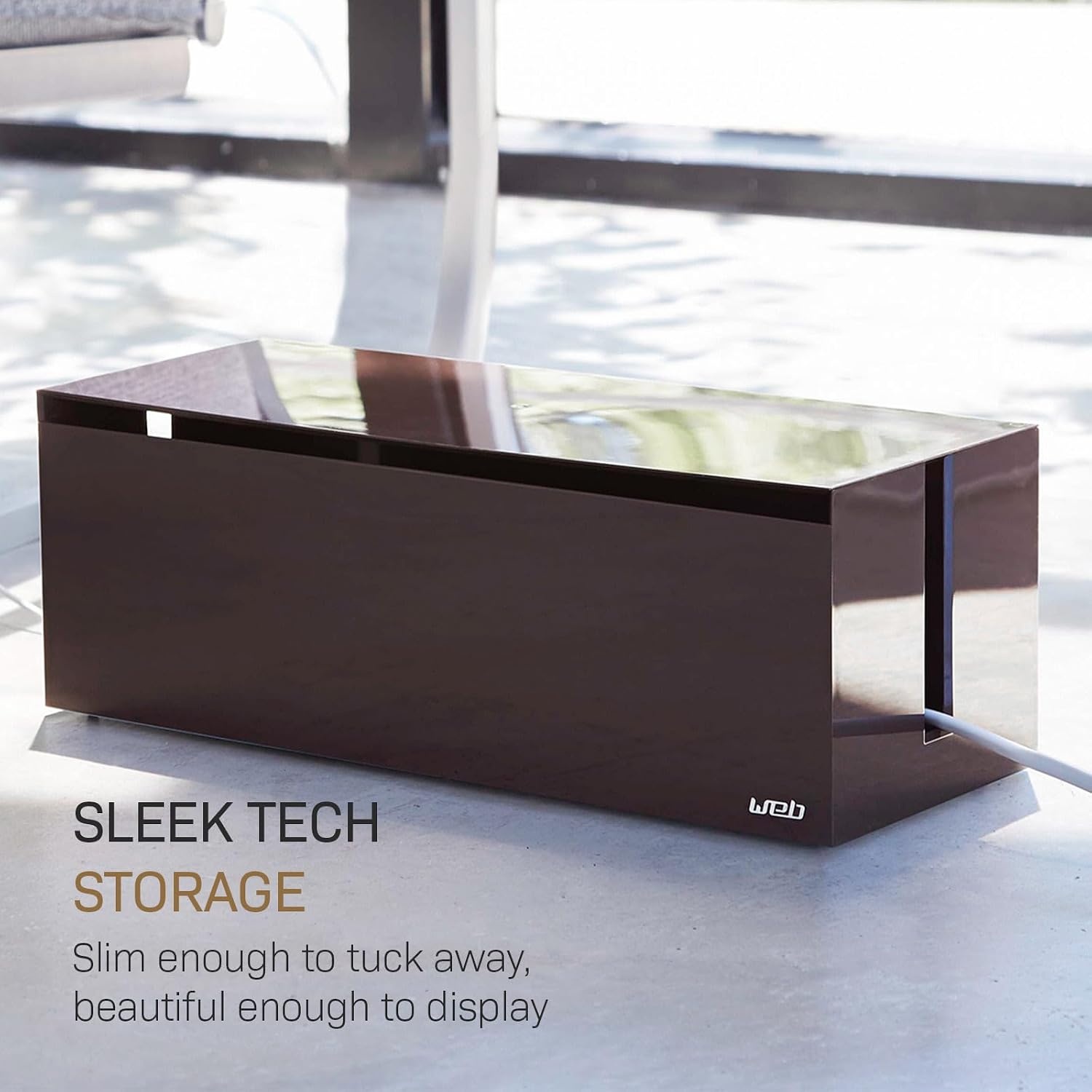 image:imageYamazaki Home Cable Management Box  Cord Organizer Box with Lid Minimalist Cable Storage for Office ABS Plastic  Sleek cable storage container for office spaces Removable lid prevents dust buildup Helps keep everyday tech organizedBrown