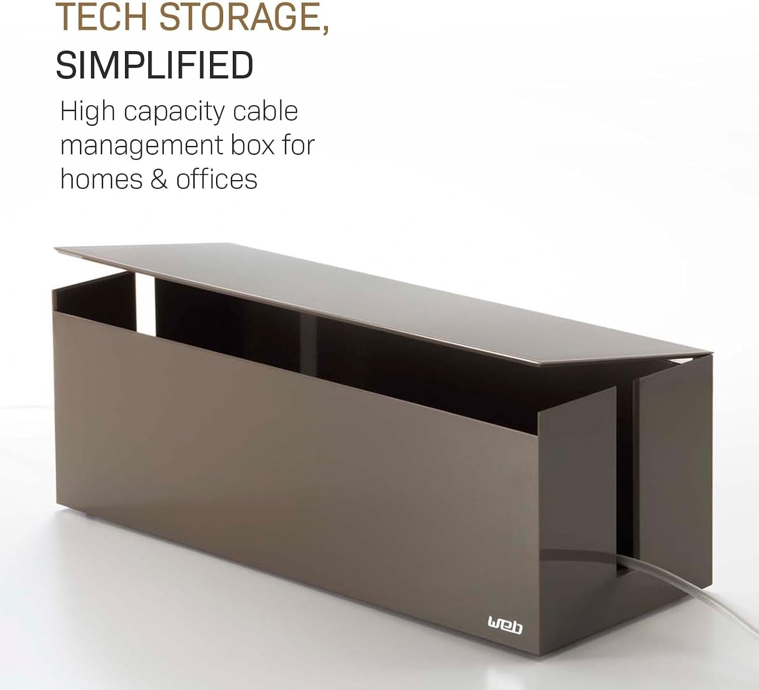 image:imageYamazaki Home Cable Management Box  Cord Organizer Box with Lid Minimalist Cable Storage for Office ABS Plastic  Sleek cable storage container for office spaces Removable lid prevents dust buildup Helps keep everyday tech organizedTaupe