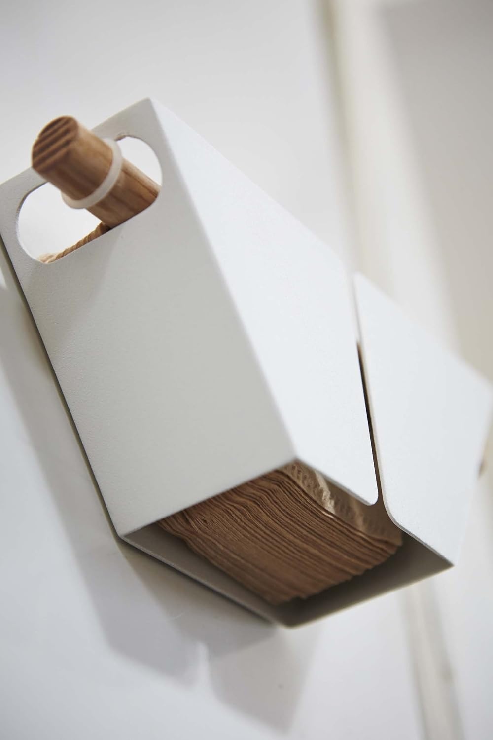 image:imageYamazaki Home Magnetic Coffee Filter Case Size 04 Steel and Wood White  Magnetic coffee filter storage organizer holder container and dispenser Holds size 04 filters Modern Spacesaving designOne Size