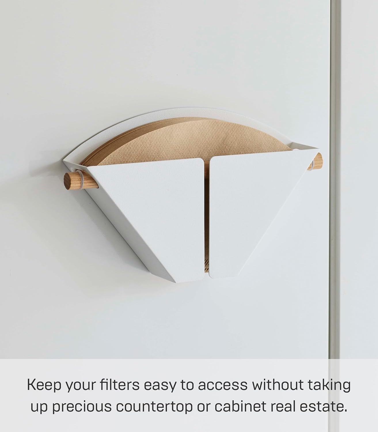 image:imageYamazaki Home Magnetic Coffee Filter Case Size 04 Steel and Wood White  Magnetic coffee filter storage organizer holder container and dispenser Holds size 04 filters Modern Spacesaving design4