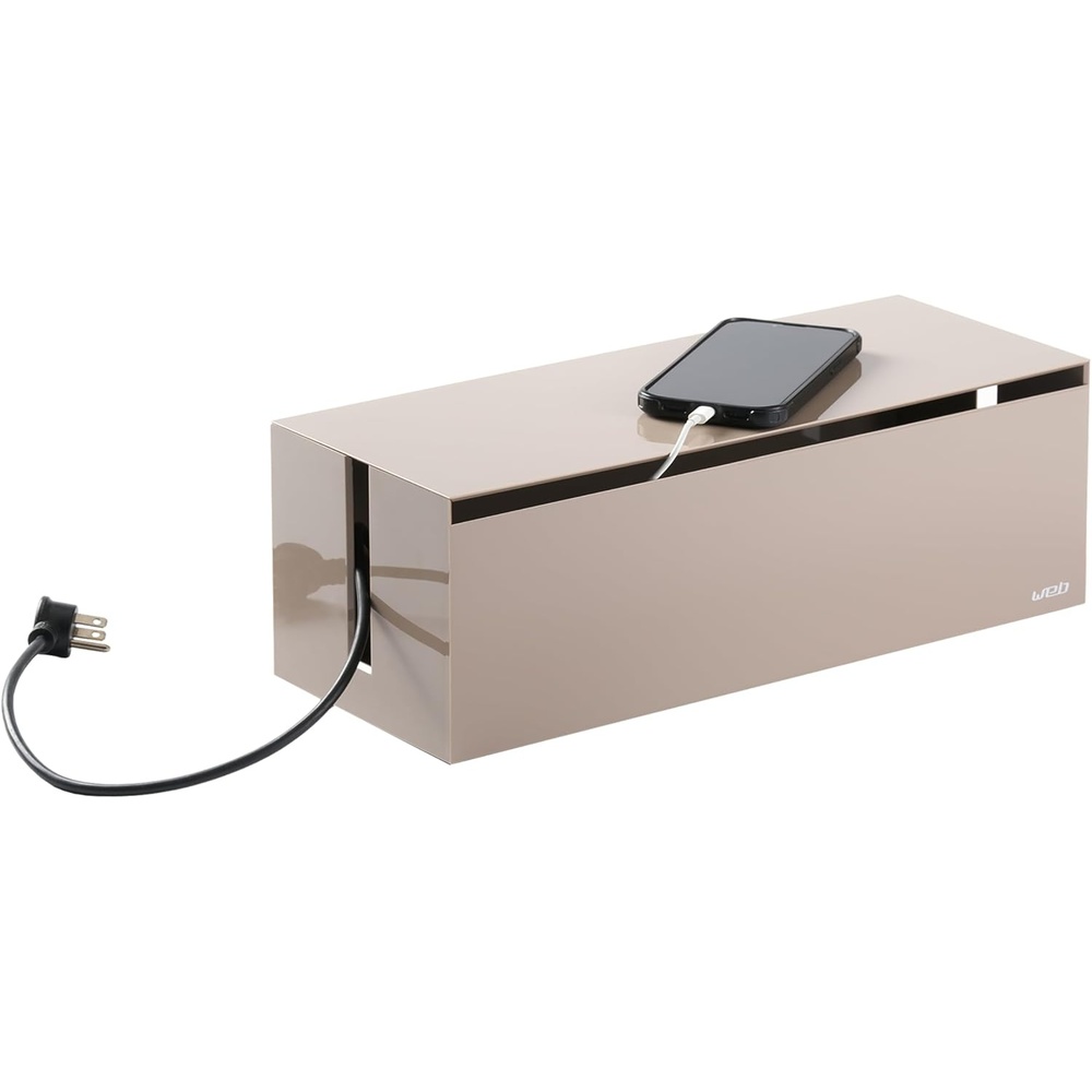 image:imageYamazaki Home Cable Management Box  Cord Organizer Box with Lid Minimalist Cable Storage for Office ABS Plastic  Sleek cable storage container for office spaces Removable lid prevents dust buildup Helps keep everyday tech organizedTaupe