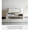 image:imageYAMAZAKI Home Desktop Printer Stand  Computer Accessory Office Organizer Steel One Size White  Desktop printer stand and computer accessory office organizer Spacesaving design with builtin wheels Easy to assembleWhite