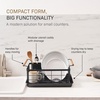 image:imageYAMAZAKI Home Dish Drying Rack  Modern White Dish Rack for Kitchen Counter with Removable Drying Tray and Cutlery Holder Steel  Wood Dish Drying Organizer  Steel  Wood   Modern dish drying rack organizer with steel and wood construction Small spacesaving design for kitchen countersBlack