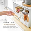 image:imageYAMAZAKI Home Modern Bread Box  Steel  Wood Countertop Bread Storage Container Large White Bread Box for Kitchen Countertop SpaceSaving Bread Keeper Easy Access Lid  Large bread box for kitchen countertops Features an easyaccess lid to keep bread fresh Perfect for modern home storageWhite