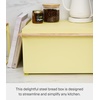 image:imageYAMAZAKI Home Modern Bread Box  Steel  Wood Countertop Bread Storage Container Large White Bread Box for Kitchen Countertop SpaceSaving Bread Keeper Easy Access Lid  Large bread box for kitchen countertops Features an easyaccess lid to keep bread fresh Perfect for modern home storageYellow