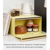 image:imageYAMAZAKI Home Modern Bread Box  Steel  Wood Countertop Bread Storage Container Large White Bread Box for Kitchen Countertop SpaceSaving Bread Keeper Easy Access Lid  Large bread box for kitchen countertops Features an easyaccess lid to keep bread fresh Perfect for modern home storageYellow