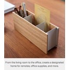 image:imageYAMAZAKI Home Rin Desk Organizer  Tv Remote Control And Pen Holder  Small  Steel  WoodAsh