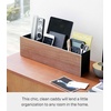image:imageYAMAZAKI Home Rin Desk Organizer  Tv Remote Control And Pen Holder  Small  Steel  WoodWalnut