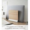 image:imageYAMAZAKI Home Rin Portable Laptop Holder Stand for Desk in Bedroom Or Office Wooden Storage Station  Steel  WoodWalnut