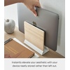 image:imageYAMAZAKI Home Rin Portable Laptop Holder Stand for Desk in Bedroom Or Office Wooden Storage Station  Steel  WoodWalnut