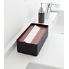 image:imageYAMAZAKI Home Rin Rectangular Tissue Box Holder  Metal Dispenser and Tissue Organizer with Wooden Lid  Short  Steel  Wood