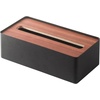 image:imageYAMAZAKI Home Rin Rectangular Tissue Box Holder  Metal Dispenser and Tissue Organizer with Wooden Lid  Short  Steel  Wood