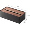 image:imageYAMAZAKI Home Rin Rectangular Tissue Box Holder  Metal Dispenser and Tissue Organizer with Wooden Lid  Short  Steel  Wood